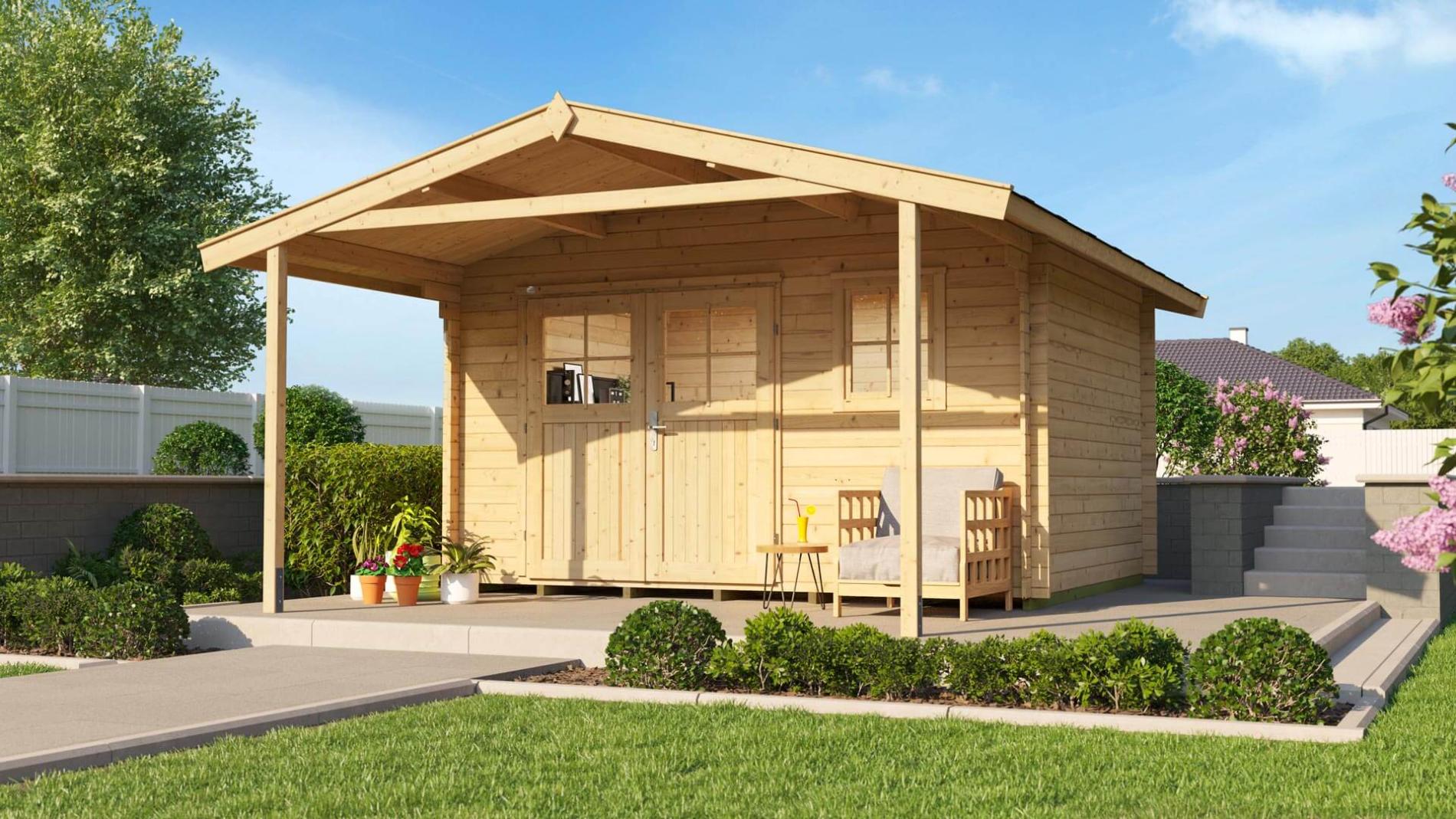 Weka faház 111 terasz előtetővel Faház terasztetővel Weka 111