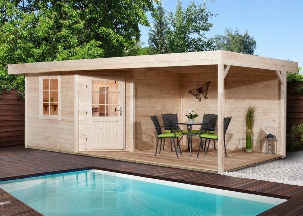 Szaunaház építés Weka 213-as típus Szaunaház Weka 213 gyári szürke fehér