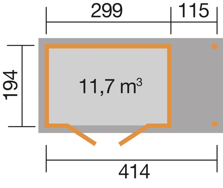 321-es faház fatárolóval
