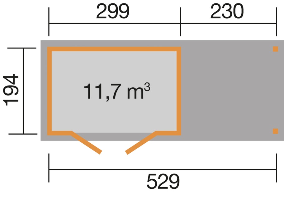 321-es faház terasz oldaltetővel