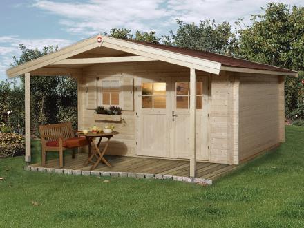 136-os Weka faház terasz tetővel együtt Weka faház gerendaház terasz tetővel