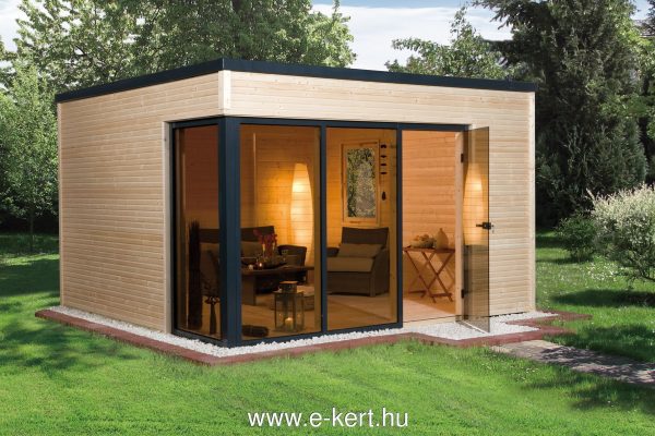 Minimalista kerti pihenő faház a Wekától Cubilis minimál kerti faház