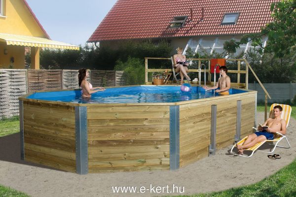 Felszín feletti kerti medence építés. Weka Korfu medence gyártás Medence kerti medence Korfu típus