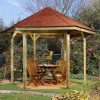 Hatszögletű Weka szaletli korlátok nélkül Kerti pavilon zsindely tetővel