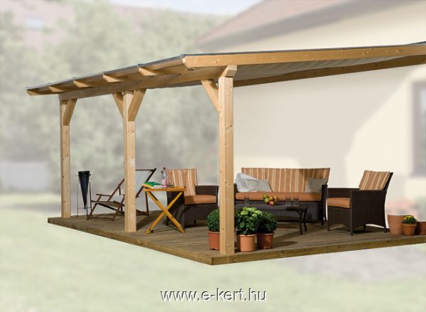 Weka terasztető ragasztott faanyagból 672. Terasztető polikarbonát fedéssel