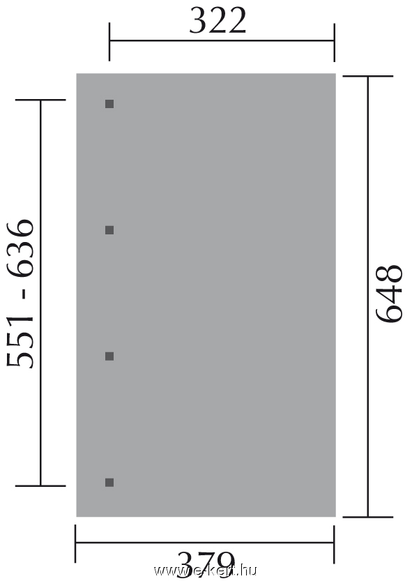 Weka terasztető Gr5. méret alapozási rajza