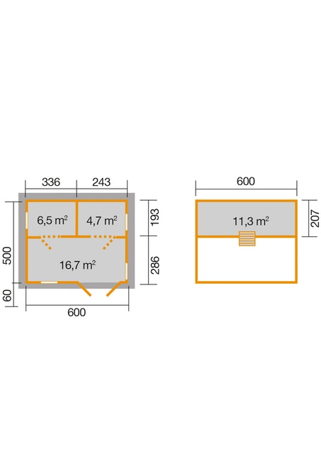 Hétvégi faház nyaralóház alaprajza Weka703