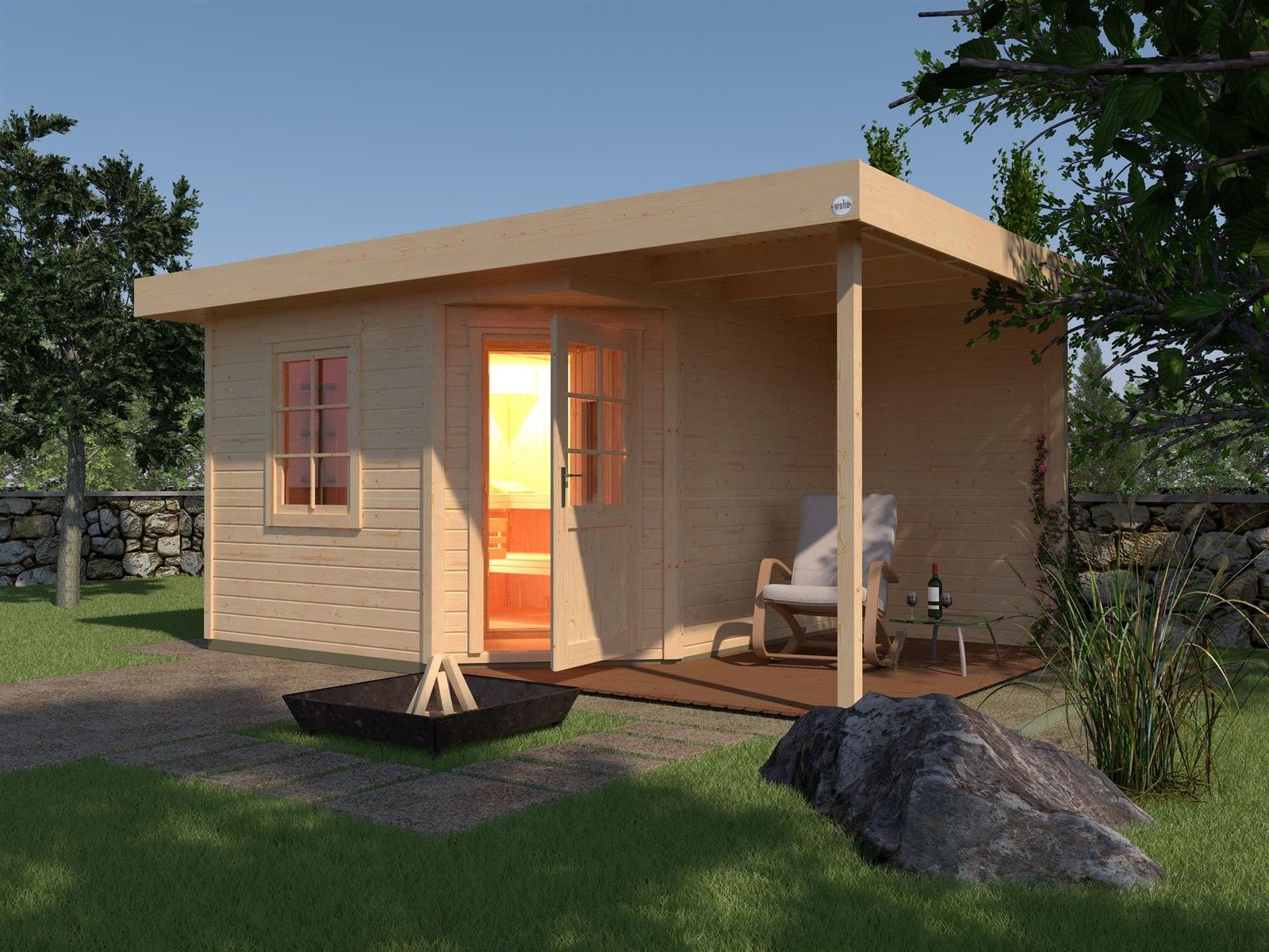 Kültéri szaunaház 150cm terasszal