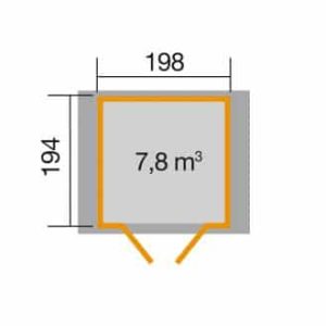 Szerszámtároló faház 316 - 198x194 cm, natúr kezeletlen faanyag