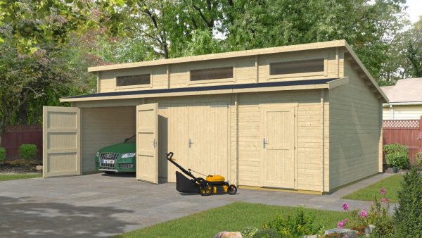 Garázs szerszámtároló egyben Weka 441 Dupla_garázs_faház_Weka_441