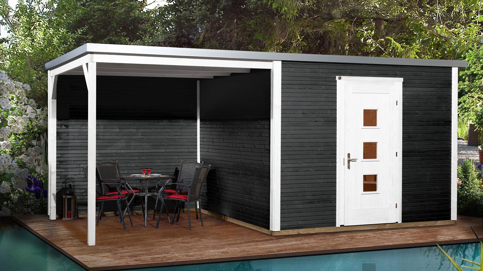 Lapostetős modern faház Weka 413 Weka faház Q413